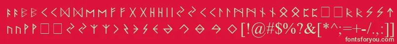 フォントElderFuthark – 赤い背景に緑の文字