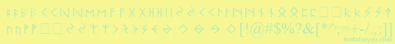Шрифт ElderFuthark – зелёные шрифты на жёлтом фоне