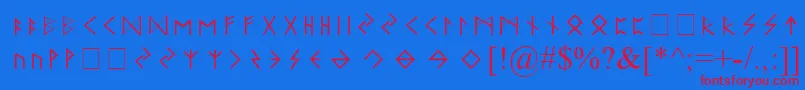 ElderFuthark Font – Red Fonts on Blue Background