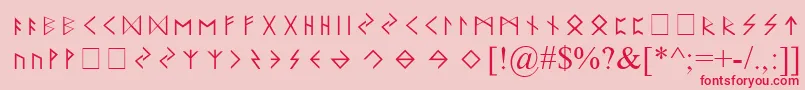フォントElderFuthark – ピンクの背景に赤い文字