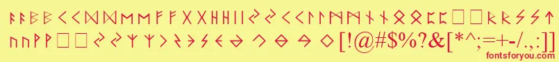 ElderFuthark-Schriftart – Rote Schriften auf gelbem Hintergrund