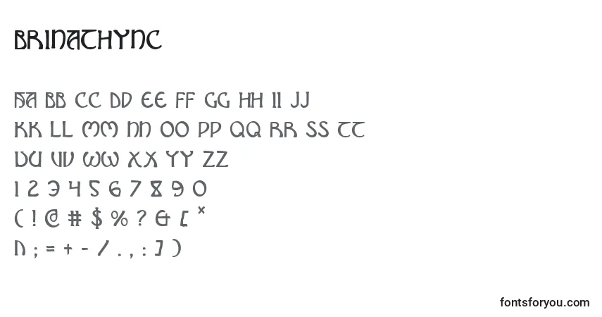 Czcionka Brinathync – alfabet, cyfry, specjalne znaki