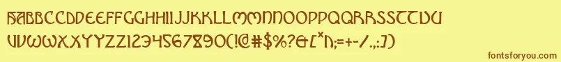 フォントBrinathync – 茶色の文字が黄色の背景にあります。