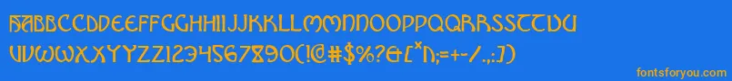 フォントBrinathync – オレンジ色の文字が青い背景にあります。