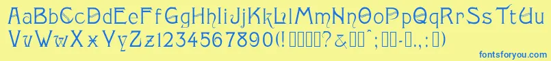 Monopol Font – Blue Fonts on Yellow Background