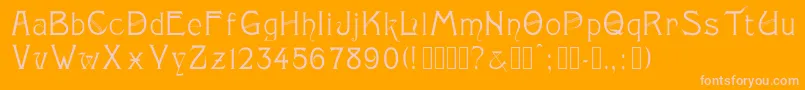 Monopol-Schriftart – Rosa Schriften auf orangefarbenem Hintergrund