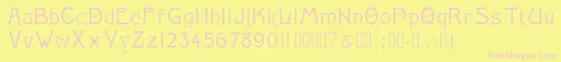 Monopol-Schriftart – Rosa Schriften auf gelbem Hintergrund