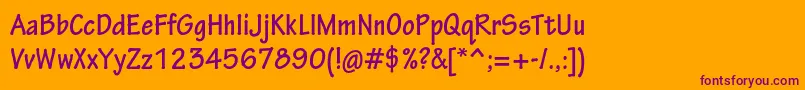 TektonproBoldcond-fontti – violetit fontit oranssilla taustalla
