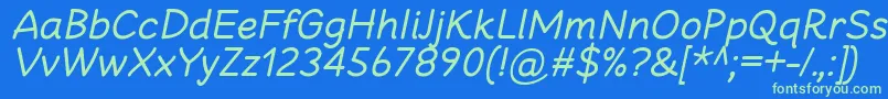 CheeronstaRegularItalic Font – Green Fonts on Blue Background