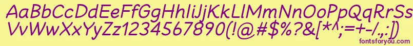 フォントCheeronstaRegularItalic – 紫色のフォント、黄色の背景