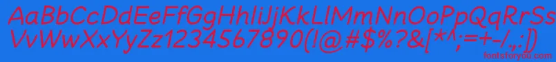Czcionka CheeronstaRegularItalic – czerwone czcionki na niebieskim tle