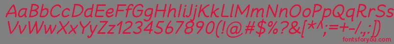 CheeronstaRegularItalic-fontti – punaiset fontit harmaalla taustalla