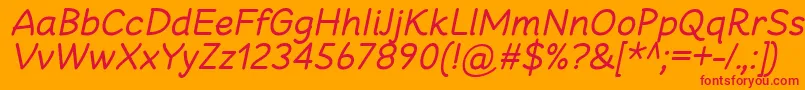 CheeronstaRegularItalic-fontti – punaiset fontit oranssilla taustalla