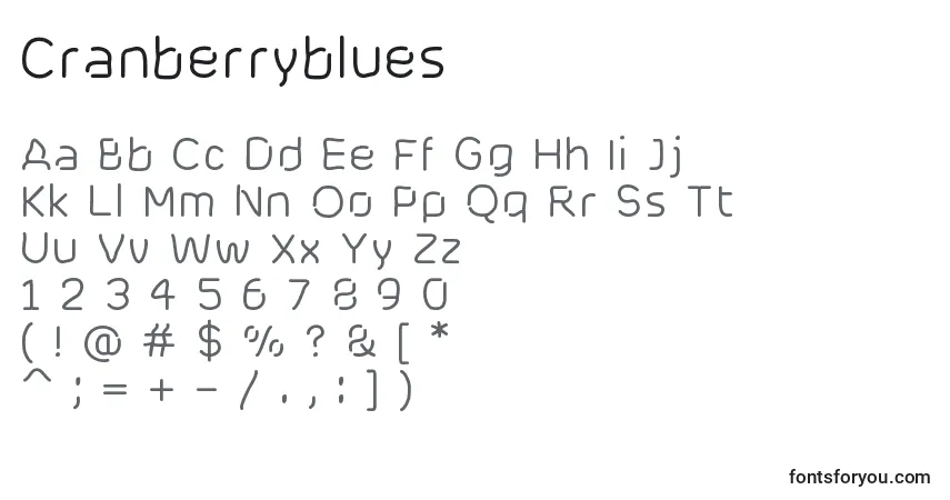 Cranberrybluesフォント–アルファベット、数字、特殊文字