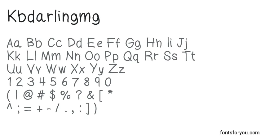 Czcionka Kbdarlingmg – alfabet, cyfry, specjalne znaki