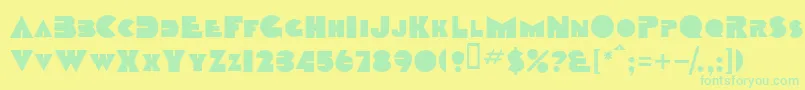 TobagoscapssskBold Font – Green Fonts on Yellow Background
