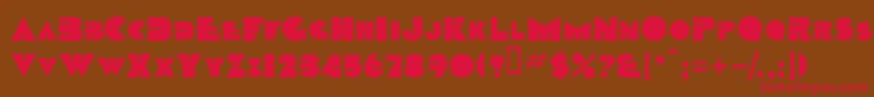 フォントTobagoscapssskBold – 赤い文字が茶色の背景にあります。