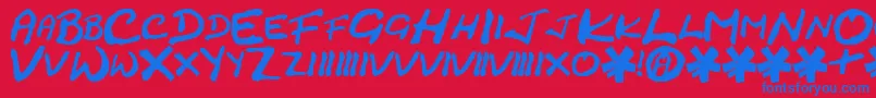 Шрифт CrackedJohnnie – синие шрифты на красном фоне