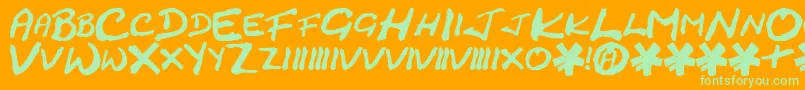 CrackedJohnnie-Schriftart – Grüne Schriften auf orangefarbenem Hintergrund