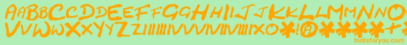 CrackedJohnnie-Schriftart – Orangefarbene Schriften auf grünem Hintergrund