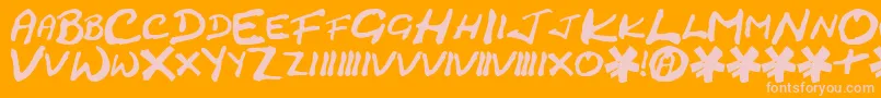 CrackedJohnnie-fontti – vaaleanpunaiset fontit oranssilla taustalla