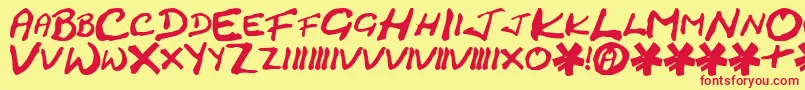 CrackedJohnnie Font – Red Fonts on Yellow Background
