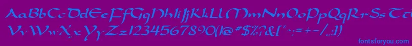 DarwyckeRegular-Schriftart – Blaue Schriften auf violettem Hintergrund