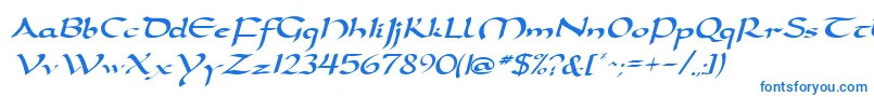DarwyckeRegular-Schriftart – Blaue Schriften auf weißem Hintergrund