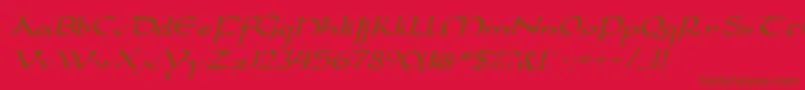 Fonte DarwyckeRegular – fontes marrons em um fundo vermelho