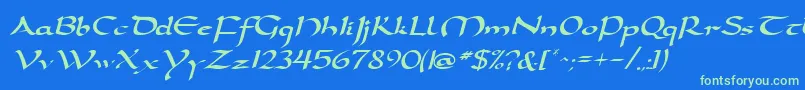 DarwyckeRegular Font – Green Fonts on Blue Background