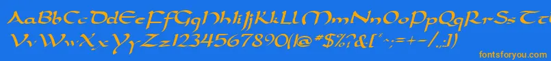 DarwyckeRegular Font – Orange Fonts on Blue Background