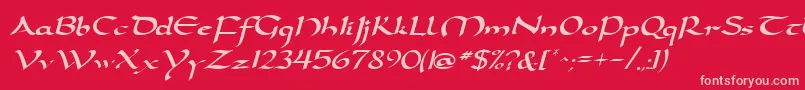 DarwyckeRegular-Schriftart – Rosa Schriften auf rotem Hintergrund
