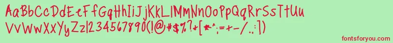 TippytoesBold Font – Red Fonts on Green Background