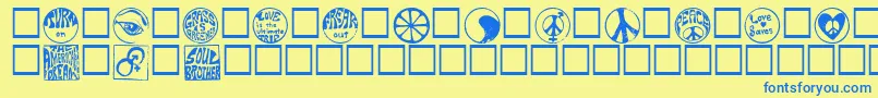 Hippystamp Font – Blue Fonts on Yellow Background