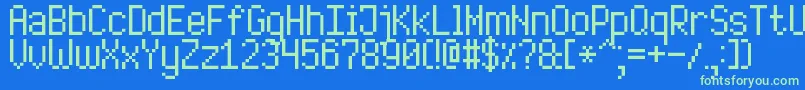 HighPixel7 Font – Green Fonts on Blue Background