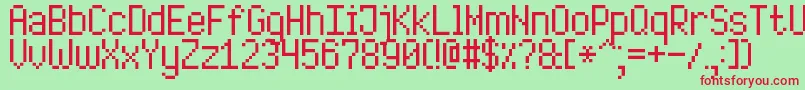 HighPixel7 Font – Red Fonts on Green Background