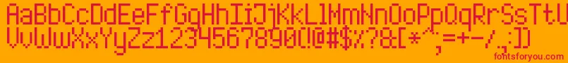 HighPixel7 Font – Red Fonts on Orange Background