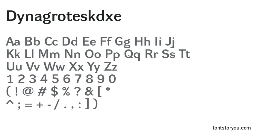 A fonte Dynagroteskdxe – alfabeto, números, caracteres especiais