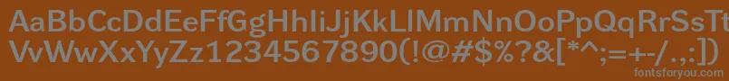 Dynagroteskdxe-fontti – harmaat kirjasimet ruskealla taustalla