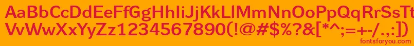 フォントDynagroteskdxe – オレンジの背景に赤い文字