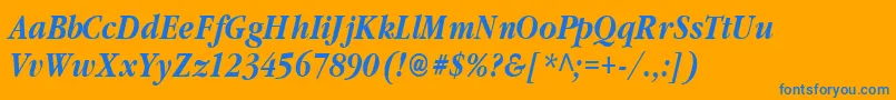 ClassicRussianBoldItalic-Schriftart – Blaue Schriften auf orangefarbenem Hintergrund