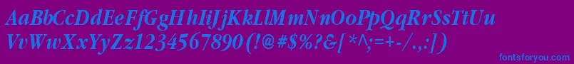 ClassicRussianBoldItalic-Schriftart – Blaue Schriften auf violettem Hintergrund
