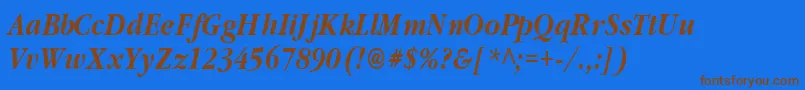 ClassicRussianBoldItalic-Schriftart – Braune Schriften auf blauem Hintergrund