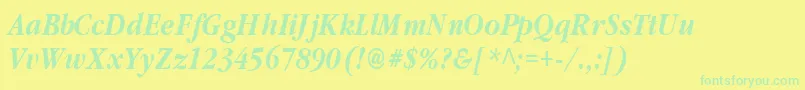 ClassicRussianBoldItalic Font – Green Fonts on Yellow Background