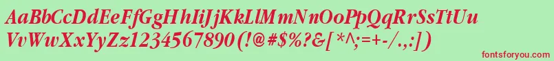 ClassicRussianBoldItalic Font – Red Fonts on Green Background