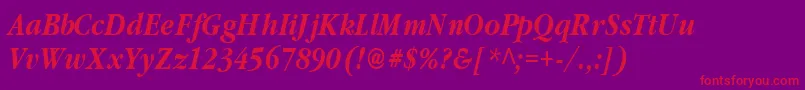 ClassicRussianBoldItalic Font – Red Fonts on Purple Background