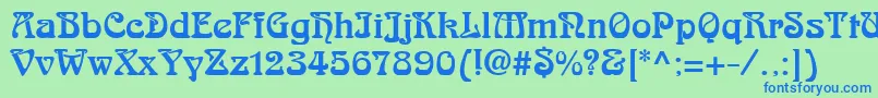 フォントArnoldBocklinc – 青い文字は緑の背景です。