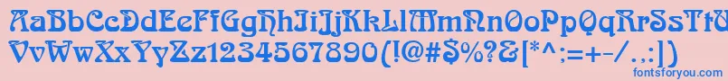 フォントArnoldBocklinc – ピンクの背景に青い文字