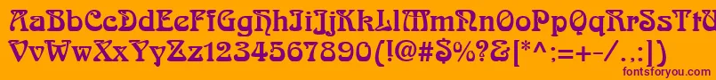 フォントArnoldBocklinc – オレンジの背景に紫のフォント