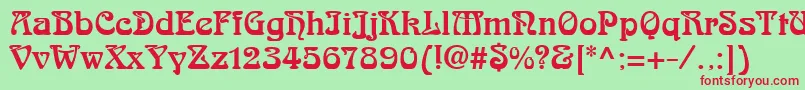 フォントArnoldBocklinc – 赤い文字の緑の背景